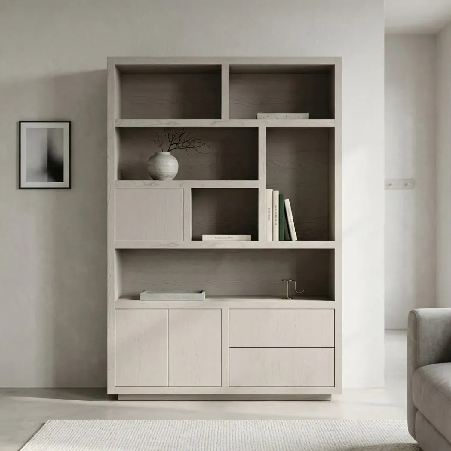 Eleonora Vakkenkasten|Boekenkasten|Kabinet Helsinki Taupe 150x220cm