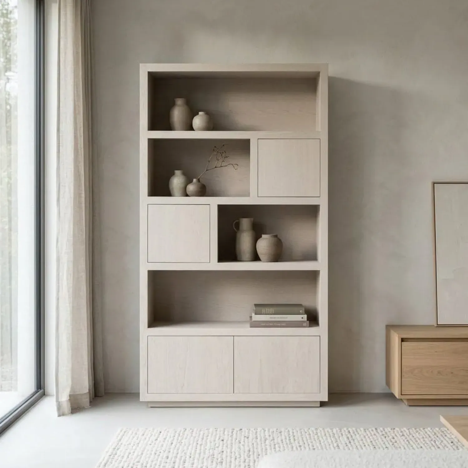 Eleonora Vakkenkasten|Boekenkasten|Kabinet Helsinki Taupe 120x220cm