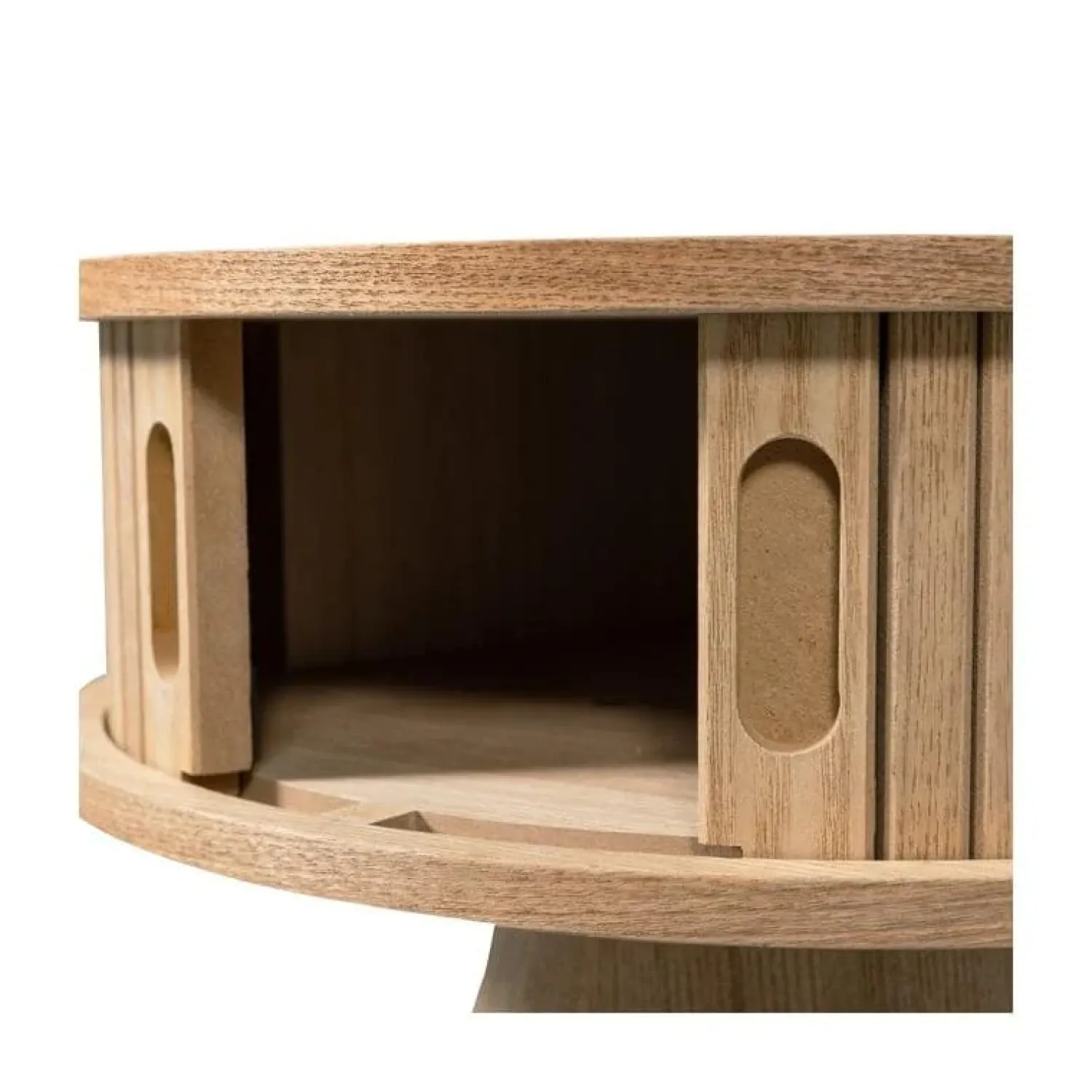 WOOOD Nachtkastjes|Industriele Kasten|Karri Nachtkastje rond MDF/grenen naturel 38cm