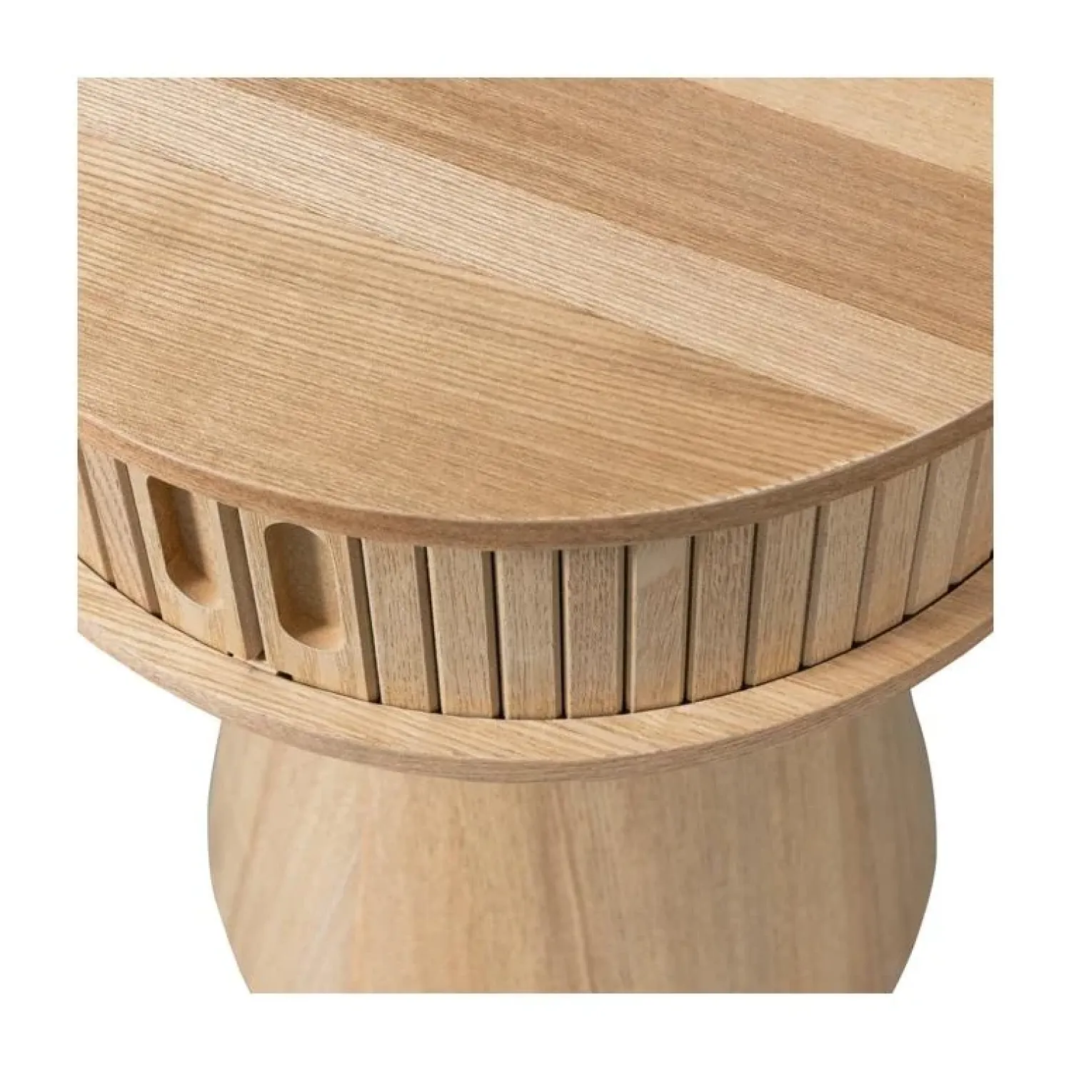 WOOOD Nachtkastjes|Industriele Kasten|Karri Nachtkastje rond MDF/grenen naturel 38cm