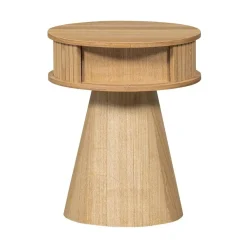 WOOOD Nachtkastjes|Industriele Kasten|Karri Nachtkastje rond MDF/grenen naturel 38cm