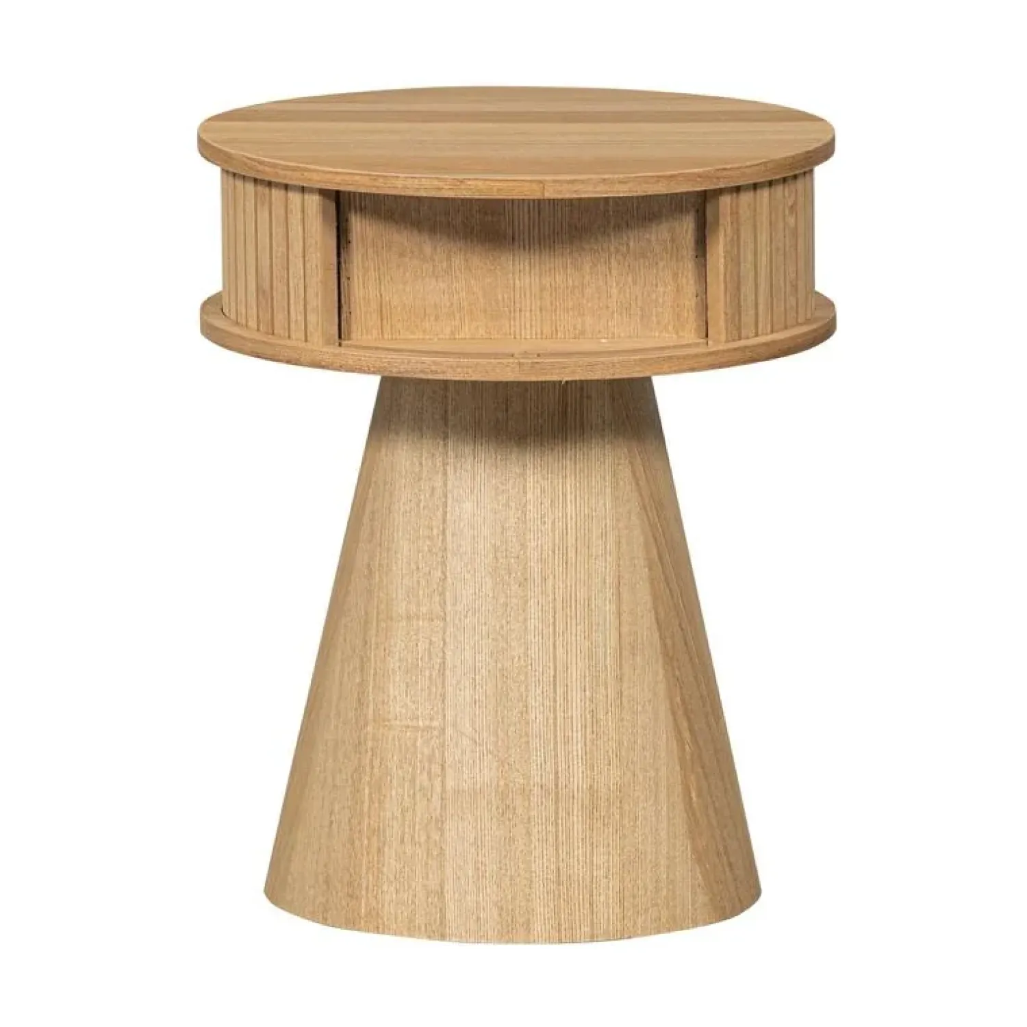 WOOOD Nachtkastjes|Industriele Kasten|Karri Nachtkastje rond MDF/grenen naturel 38cm