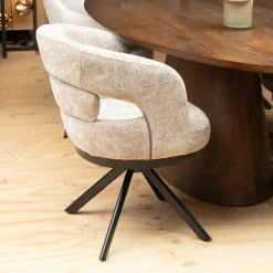 Vellori Design Eetkamerstoelen|Katsura Eetkamerstoel - be glory sand 04 Venus 360 zwart