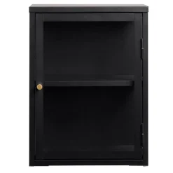 LykkeHome Boekenkasten|Vakkenkasten|Kaya 1 deurs wandkast zwart metaal 60cm
