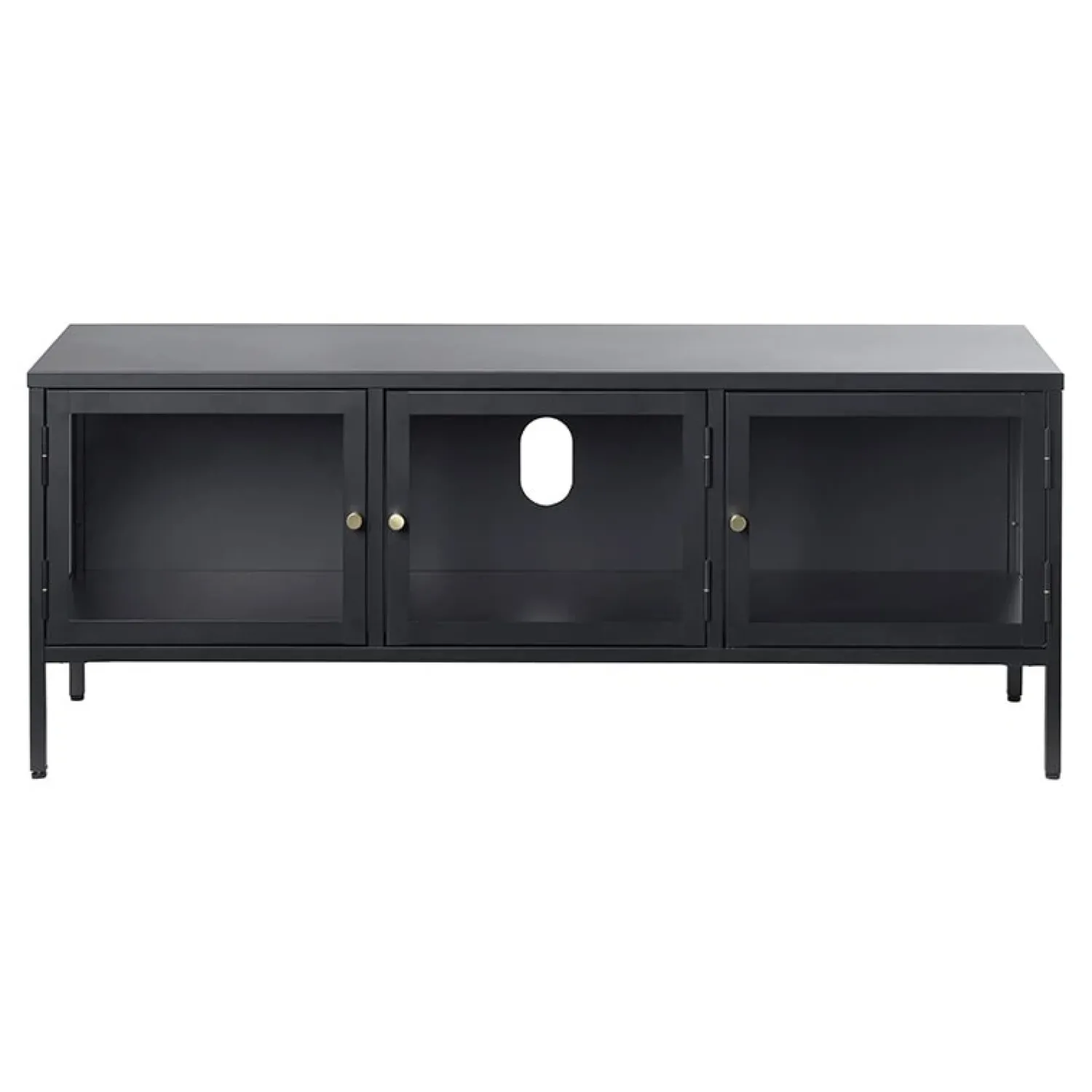 LykkeHome Industriele Kasten|Tv Meubels|Kaya TV meubel zwart metaal 132cm