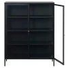 LykkeHome Boekenkasten|Vakkenkasten|Kaya vitrinekast zwart metaal 110cm