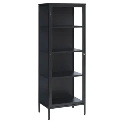 LykkeHome Boekenkasten|Vakkenkasten|Kaya vitrinekast zwart metaal 58cm