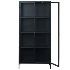 LykkeHome Boekenkasten|Vakkenkasten|Kaya vitrinekast zwart metaal 90cm