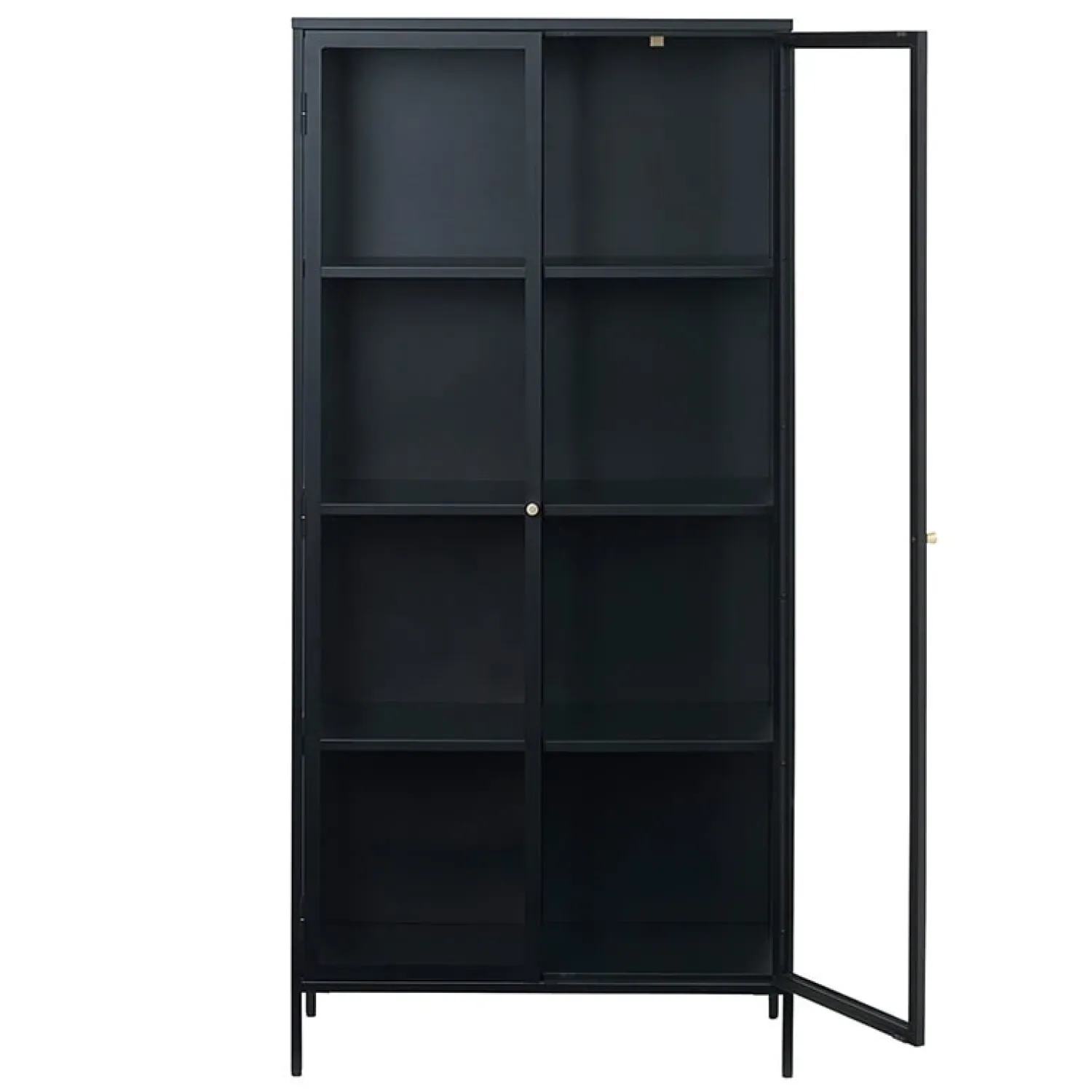 LykkeHome Boekenkasten|Vakkenkasten|Kaya vitrinekast zwart metaal 90cm