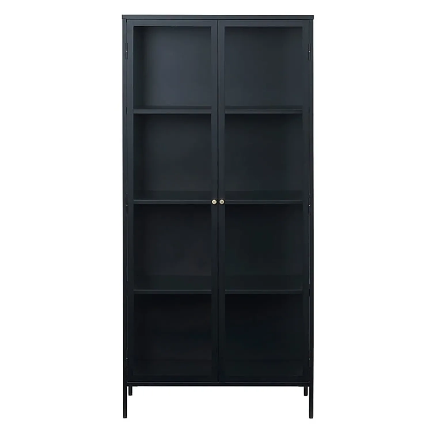 LykkeHome Boekenkasten|Vakkenkasten|Kaya vitrinekast zwart metaal 90cm