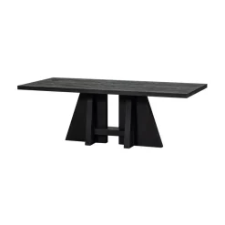 WOOOD Eettafels|Kean Eettafel met middenpoot mango zwart 220cm