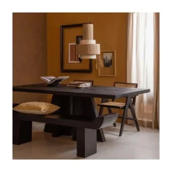 WOOOD Eettafels|Kean Eettafel met middenpoot mango zwart 220cm