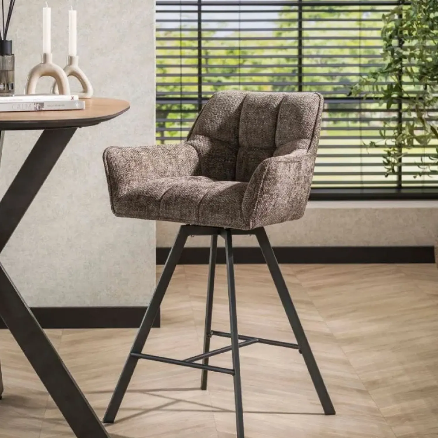 Kalfort Barkrukken|Kelly Barstoel draaibaar hoven Taupe