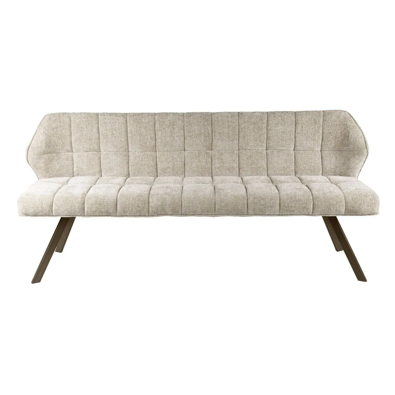 Kalfort Eetkamerbanken|Eetkamerbanken|Kelly Eetkamerbank Hoven zand met bruin bronzen poot