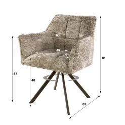 Kalfort Eetkamerstoelen|Kelly Eetkamerstoel Alura zand met bruin bronzen poot