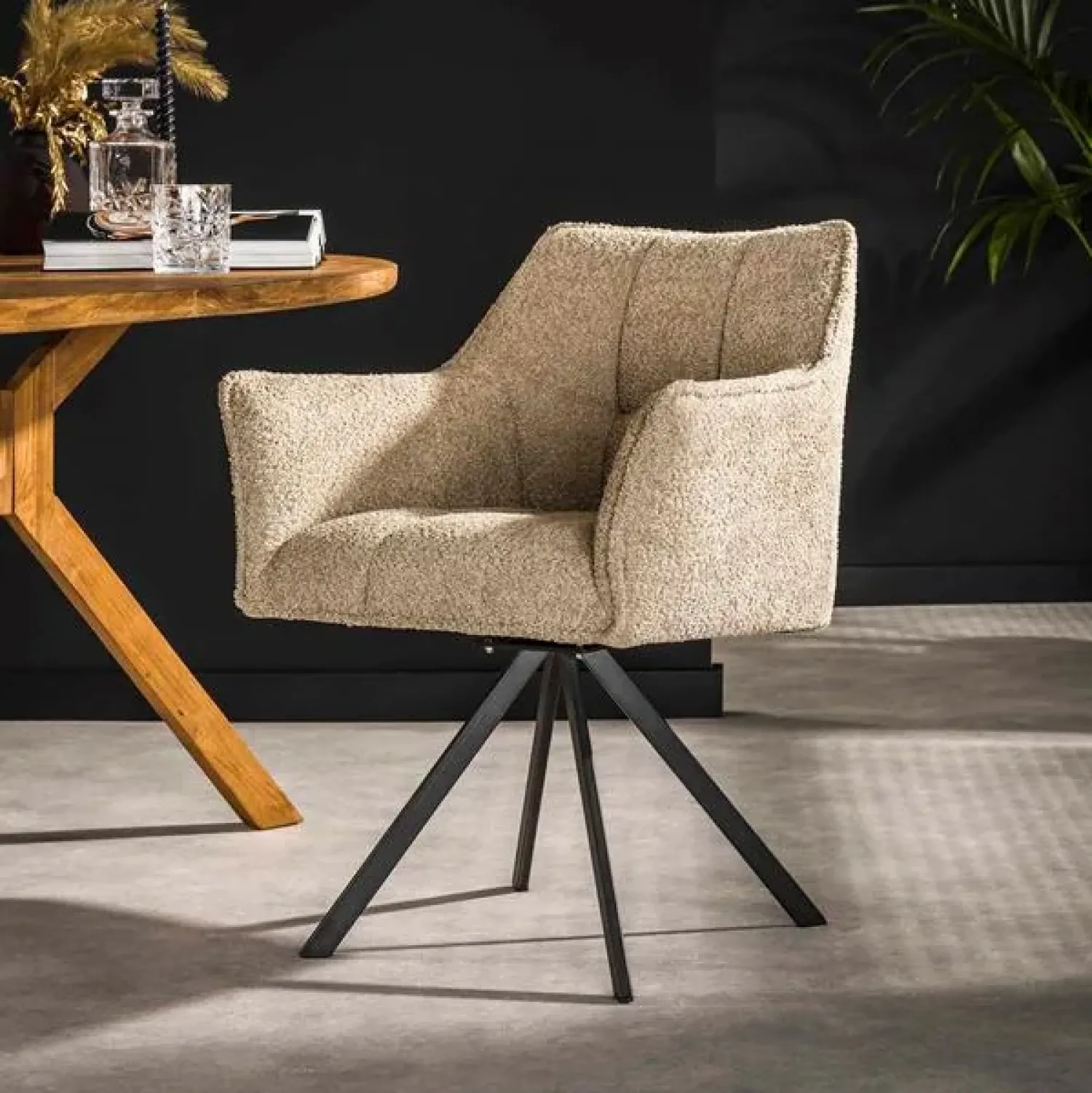 Kalfort Eetkamerstoelen|Kelly eetkamerstoel boucle Zand