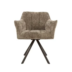Kalfort Eetkamerstoelen|Kelly Eetkamerstoel Hoven champagne met bruin bronzen poot