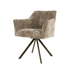 Kalfort Eetkamerstoelen|Kelly Eetkamerstoel Hoven champagne met bruin bronzen poot