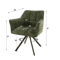 Kalfort Eetkamerstoelen|Kelly Eetkamerstoel Hoven groen met bruin bronzen poot
