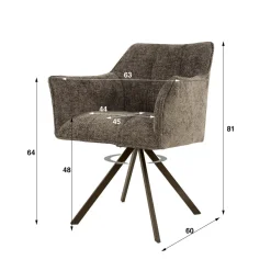 Kalfort Eetkamerstoelen|Kelly Eetkamerstoel Hoven taupe met bruin bronzen poot