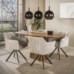 Kalfort Eetkamerstoelen|Kelly Eetkamerstoel Hoven zand met bruin bronzen poot