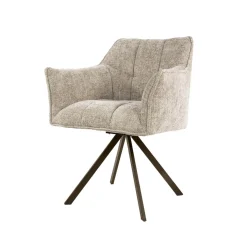 Kalfort Eetkamerstoelen|Kelly Eetkamerstoel Hoven zand met bruin bronzen poot