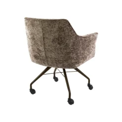 Kalfort Eetkamerstoelen|Kelly Eetkamerstoel met wieltjes Hoven champagne met bruin bronzen poot