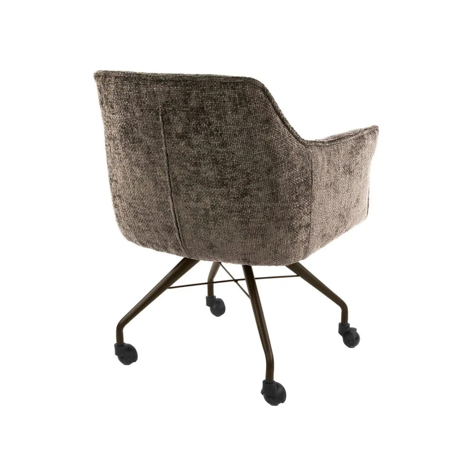 Kalfort Eetkamerstoelen|Kelly Eetkamerstoel met wieltjes Hoven taupe met bruin bronzen poot
