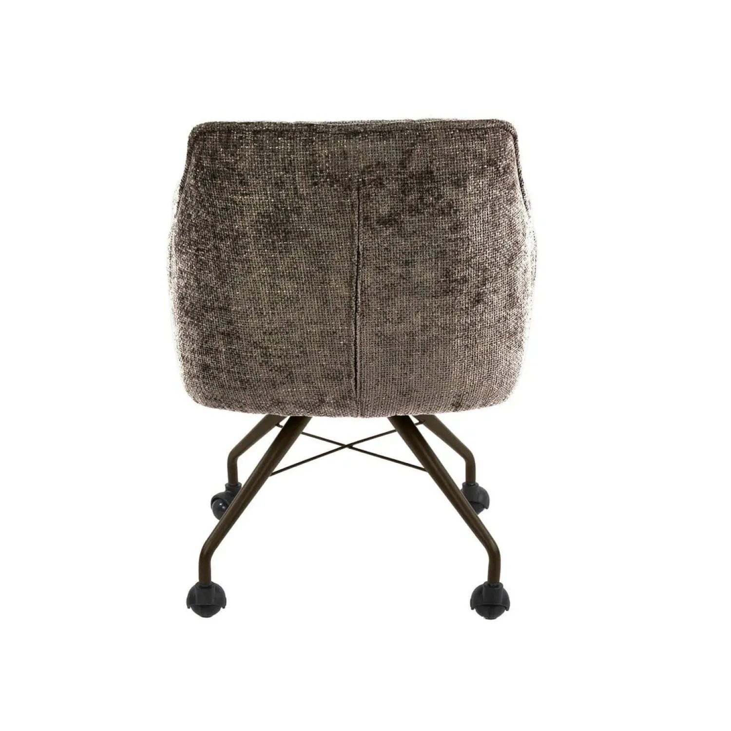 Kalfort Eetkamerstoelen|Kelly Eetkamerstoel met wieltjes Hoven taupe met bruin bronzen poot