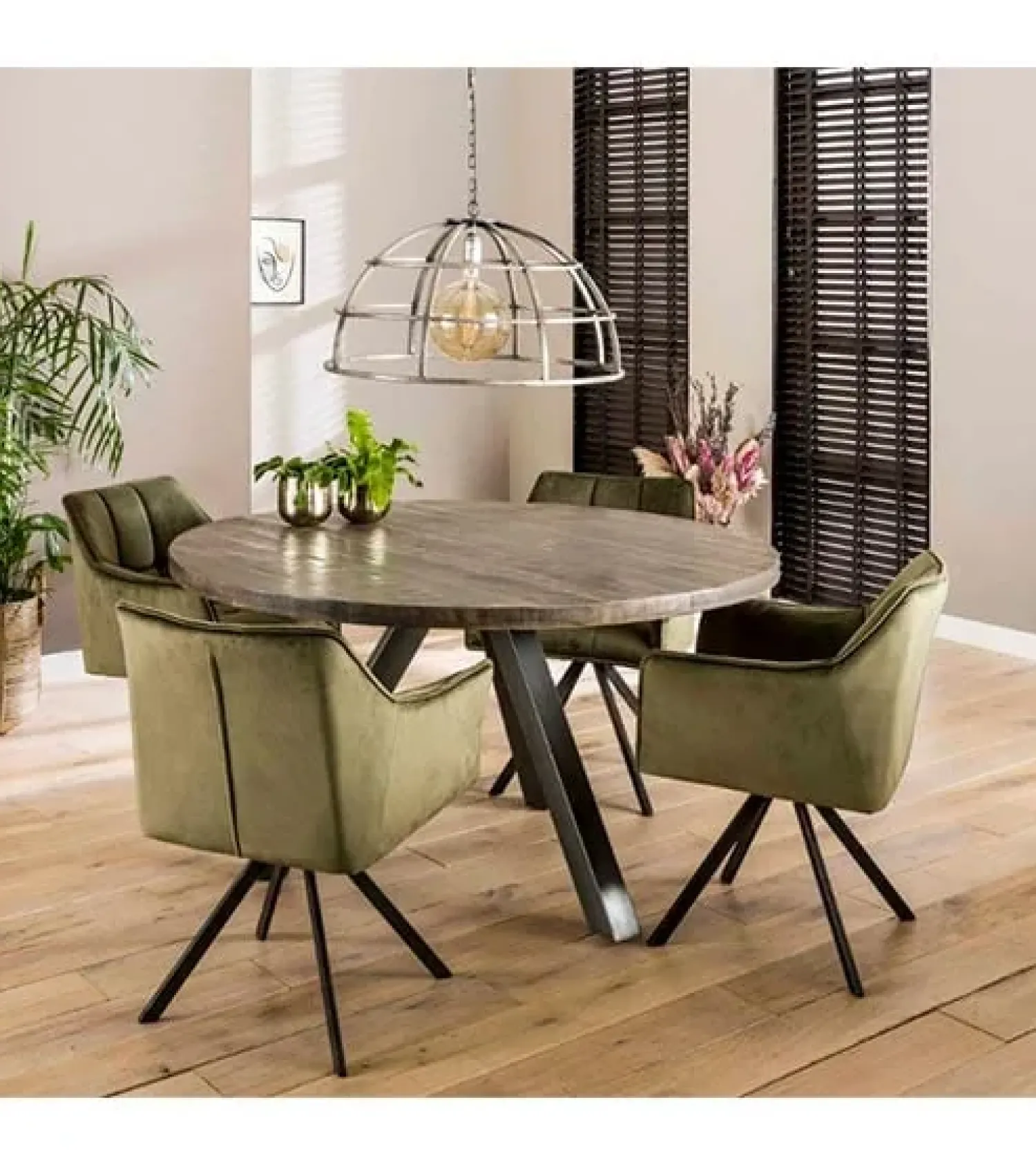 Kalfort Eetkamerstoelen|Kelly eetkamerstoel velvet Groen