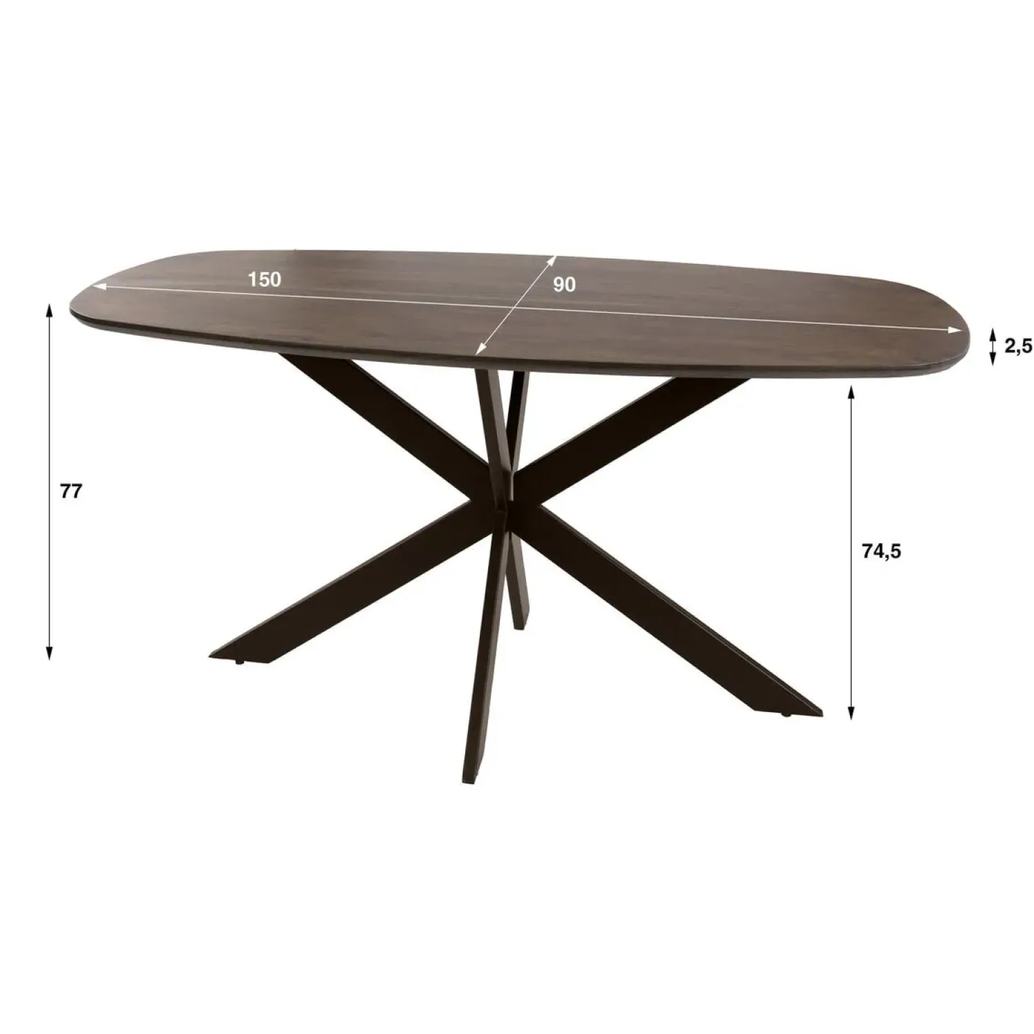 Kalfort Eettafels|Kelvin Eettafel deens ovaal Acaciahout 150cm