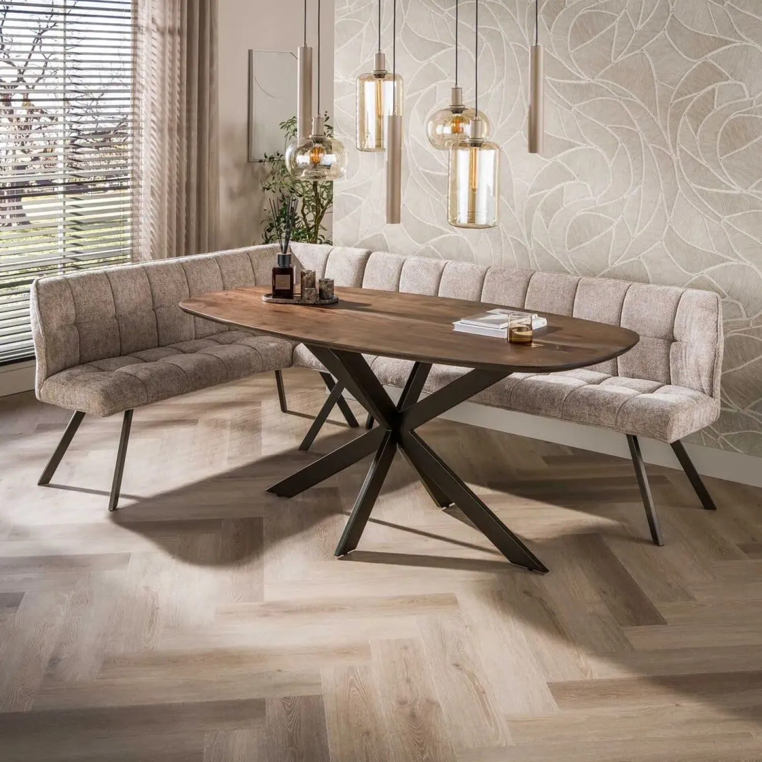 Kalfort Eettafels|Kelvin Eettafel deens ovaal Acaciahout 180cm