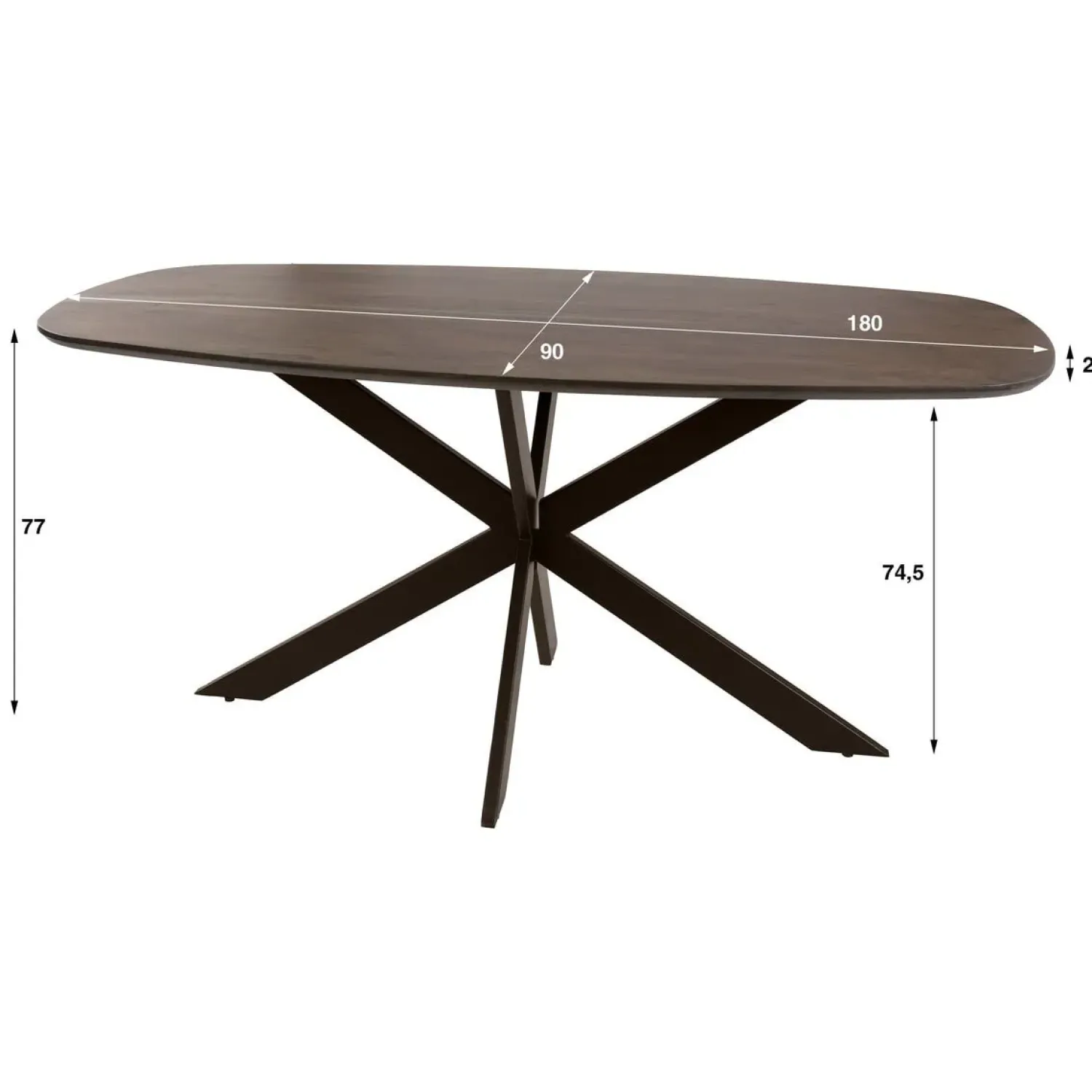 Kalfort Eettafels|Kelvin Eettafel deens ovaal Acaciahout 180cm