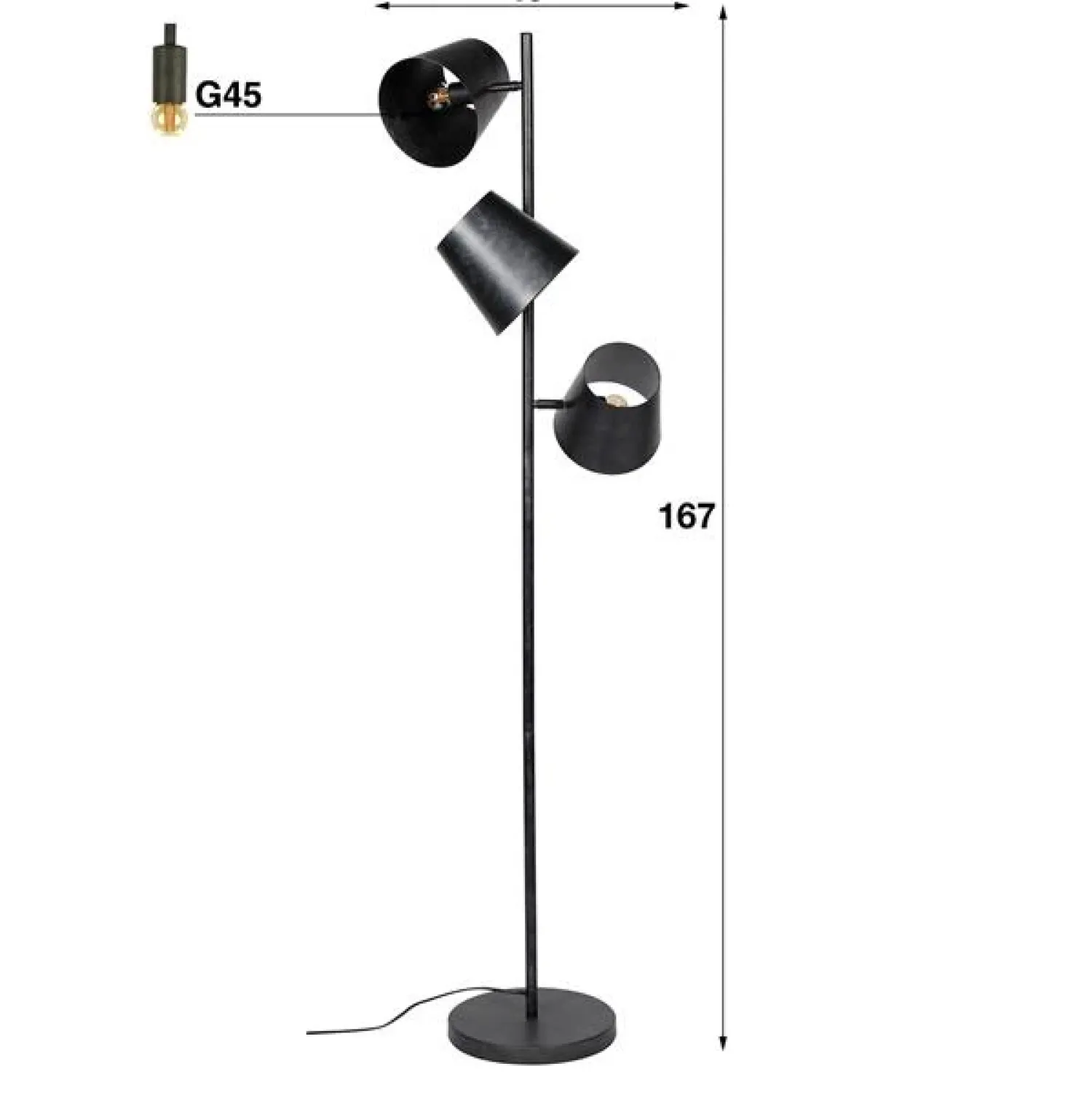 Kalfort Vloerlampen|Kenan 3-lichts vloerlamp industrieel