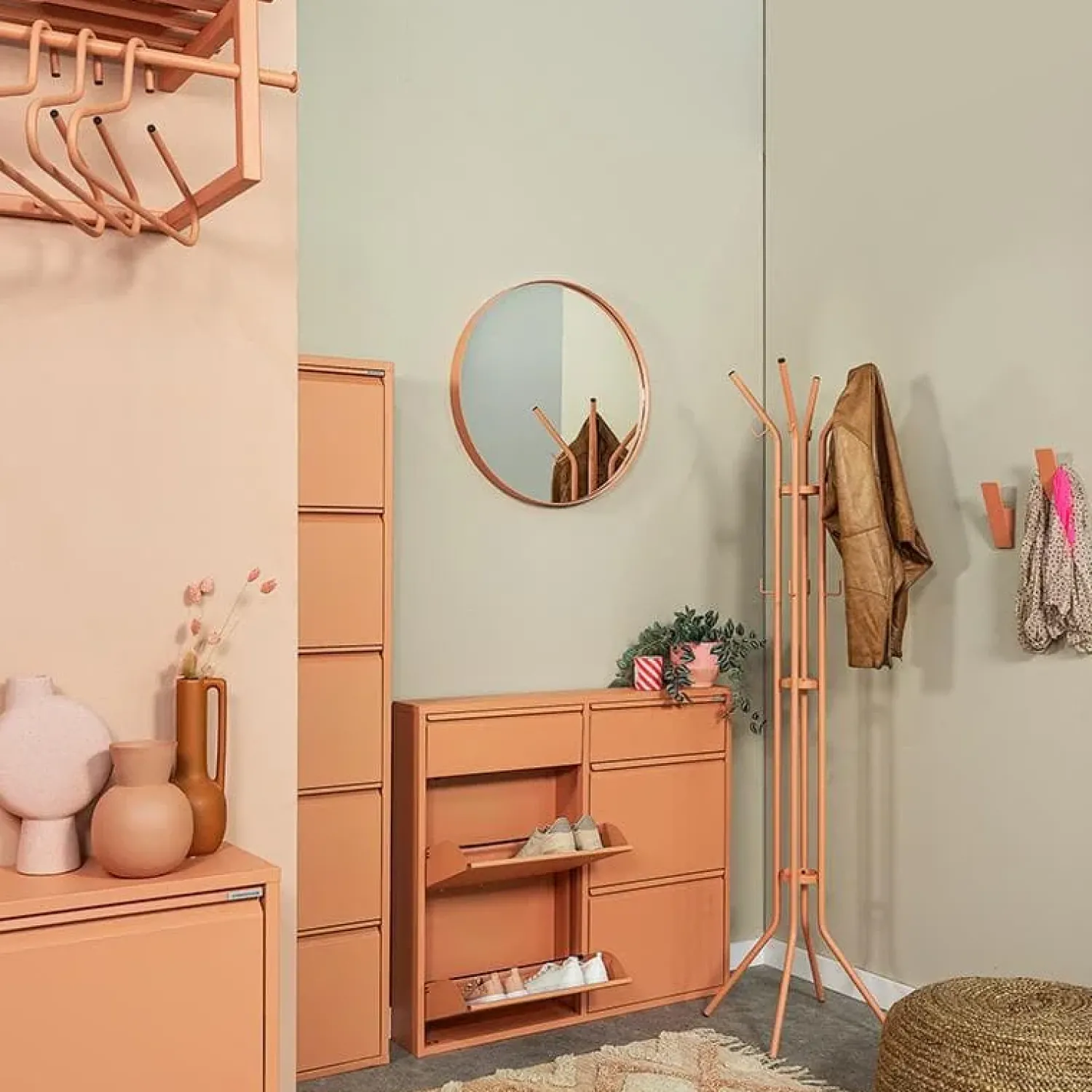 Redin Design Kapstokken|Kendall Vrijstaande kapstok Terracotta 40cm