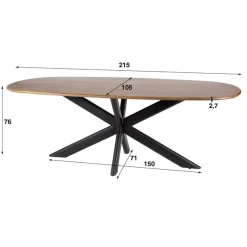 Kalfort Eettafels|Kevin Eettafel deens ovaal Mangohout 180cm