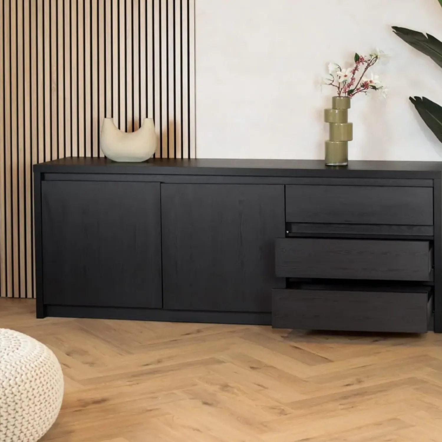 Maison Madera Dressoirs|Industriele Kasten|Kiara Dressoir Klein Zwart 212cm