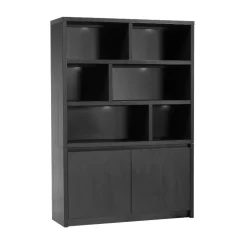 Maison Madera Vakkenkasten|Industriele Kasten|Kiara Vakkenkast 2-deur 6-vaks Zwart 138cm