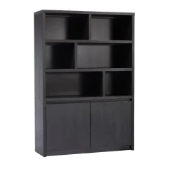 Maison Madera Vakkenkasten|Industriele Kasten|Kiara Vakkenkast 2-deur 6-vaks Zwart 138cm