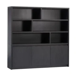 Maison Madera Vakkenkasten|Industriele Kasten|Kiara Vakkenkast 3-deur 6-vaks Zwart 202cm