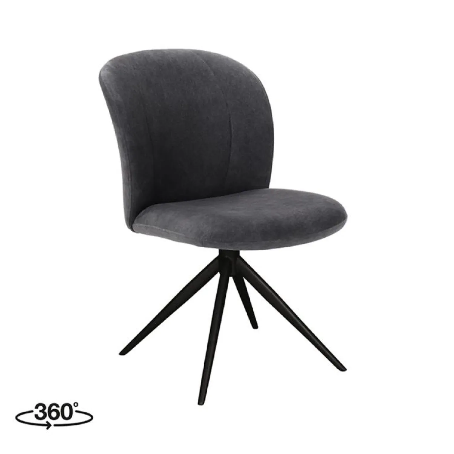 Label51 Eetkamerstoelen|Kimo Eetkamerstoel Antraciet Cosmo Zwart Onderstel