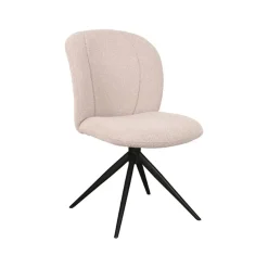 Label51 Eetkamerstoelen|Kimo Eetkamerstoel Naturel Boucle Zwart Onderstel