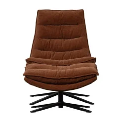 WOOOD Fauteuils|Kube Draaifauteuil met hocker bruin