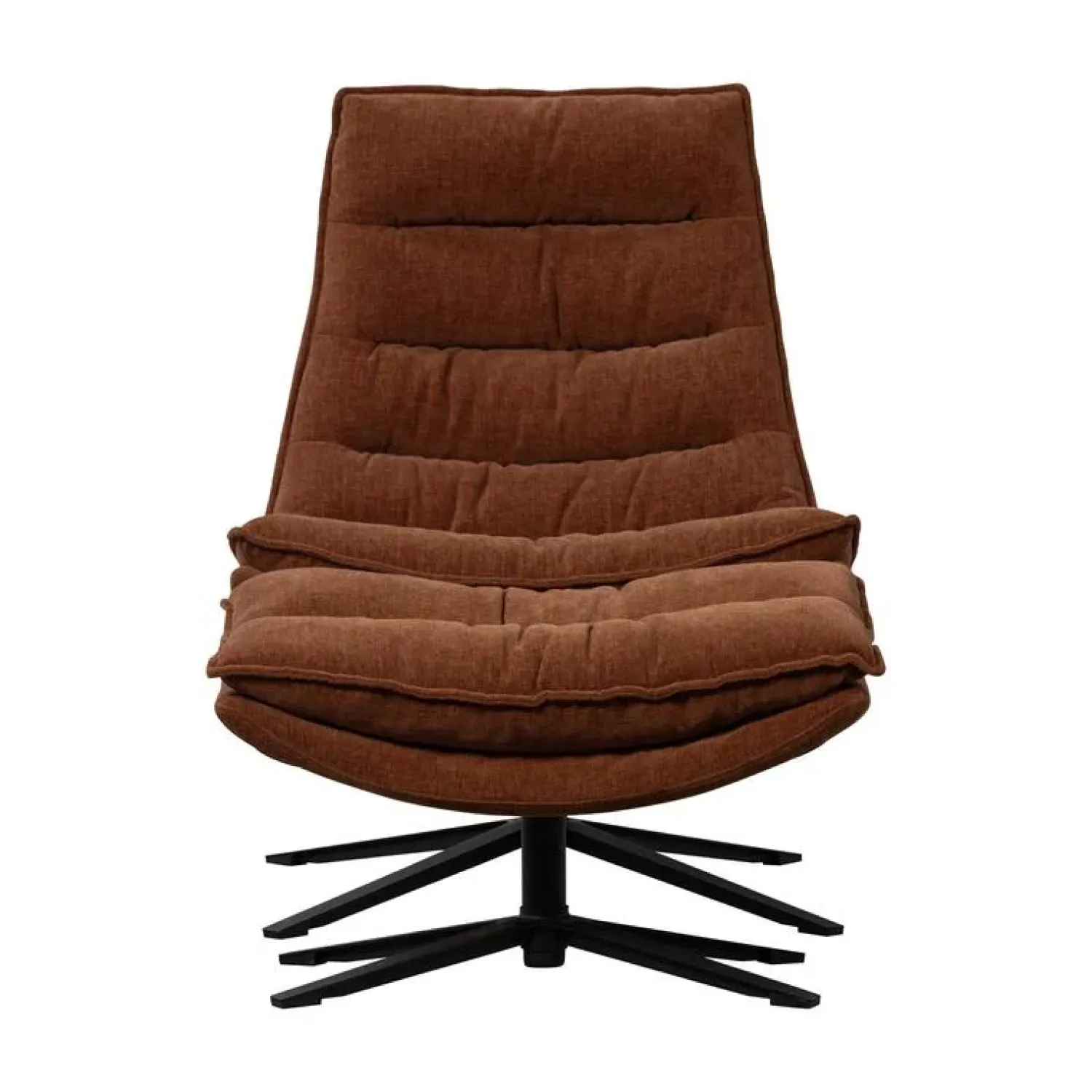 WOOOD Fauteuils|Kube Draaifauteuil met hocker bruin
