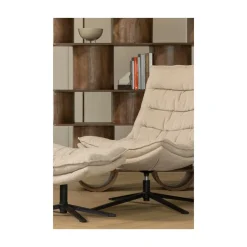 WOOOD Fauteuils|Kube Draaifauteuil met hocker naturel