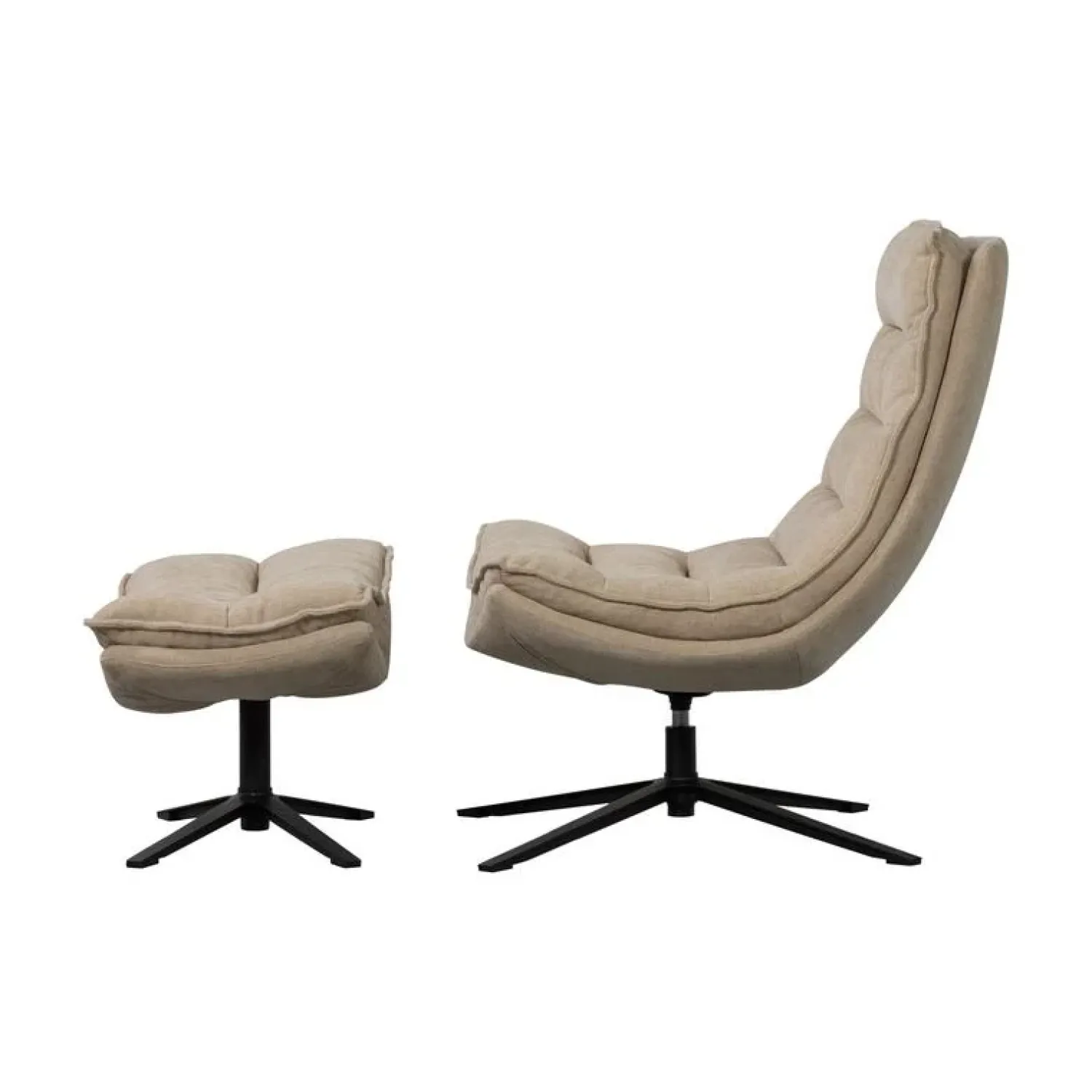WOOOD Fauteuils|Kube Draaifauteuil met hocker naturel
