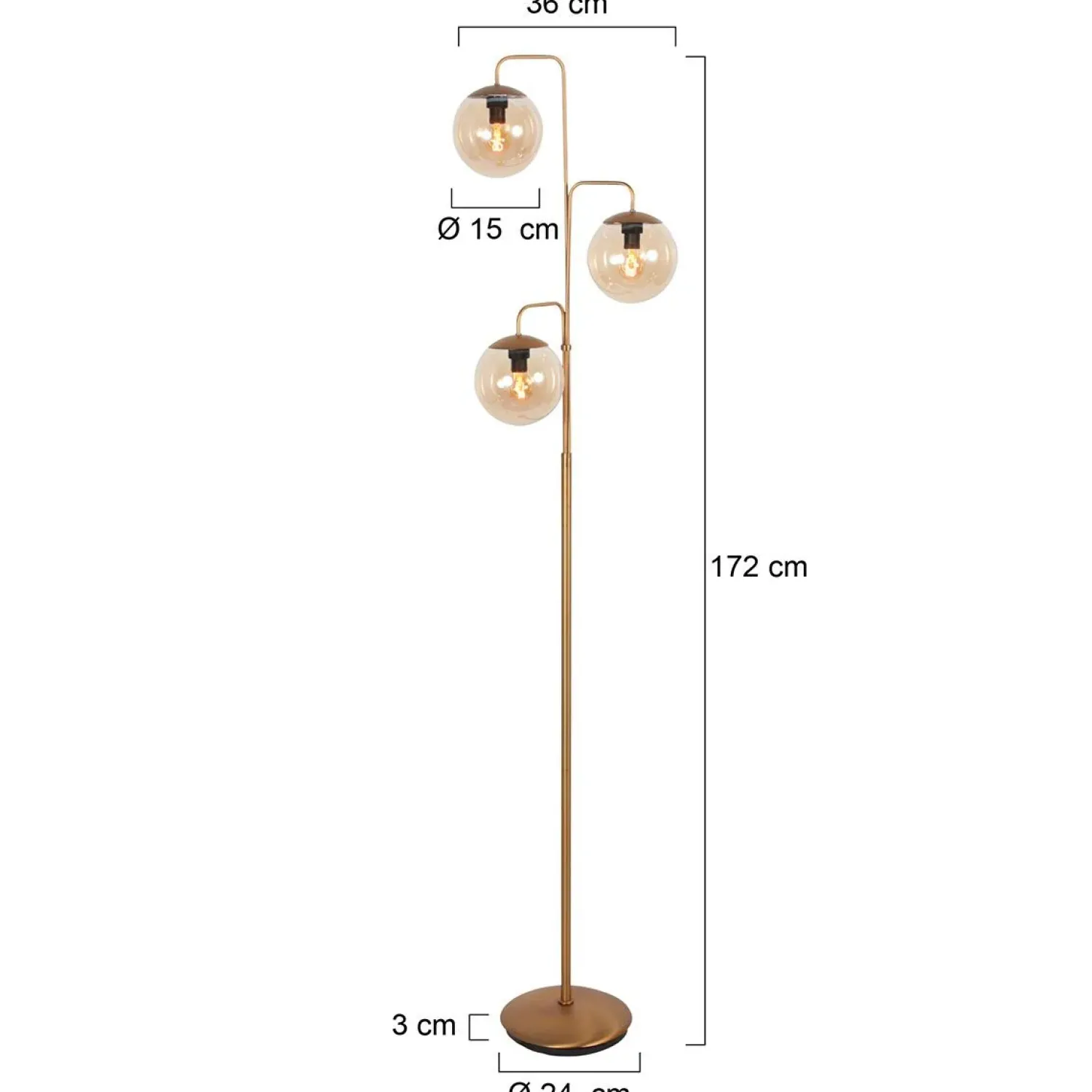 Steinmex Vloerlampen|Kyle 3-lichts Vloerlamp Brons