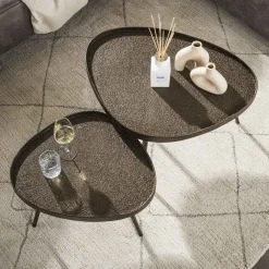 Kalfort Salontafels|Kyra Salontafel set van 2 driehoekig Brons