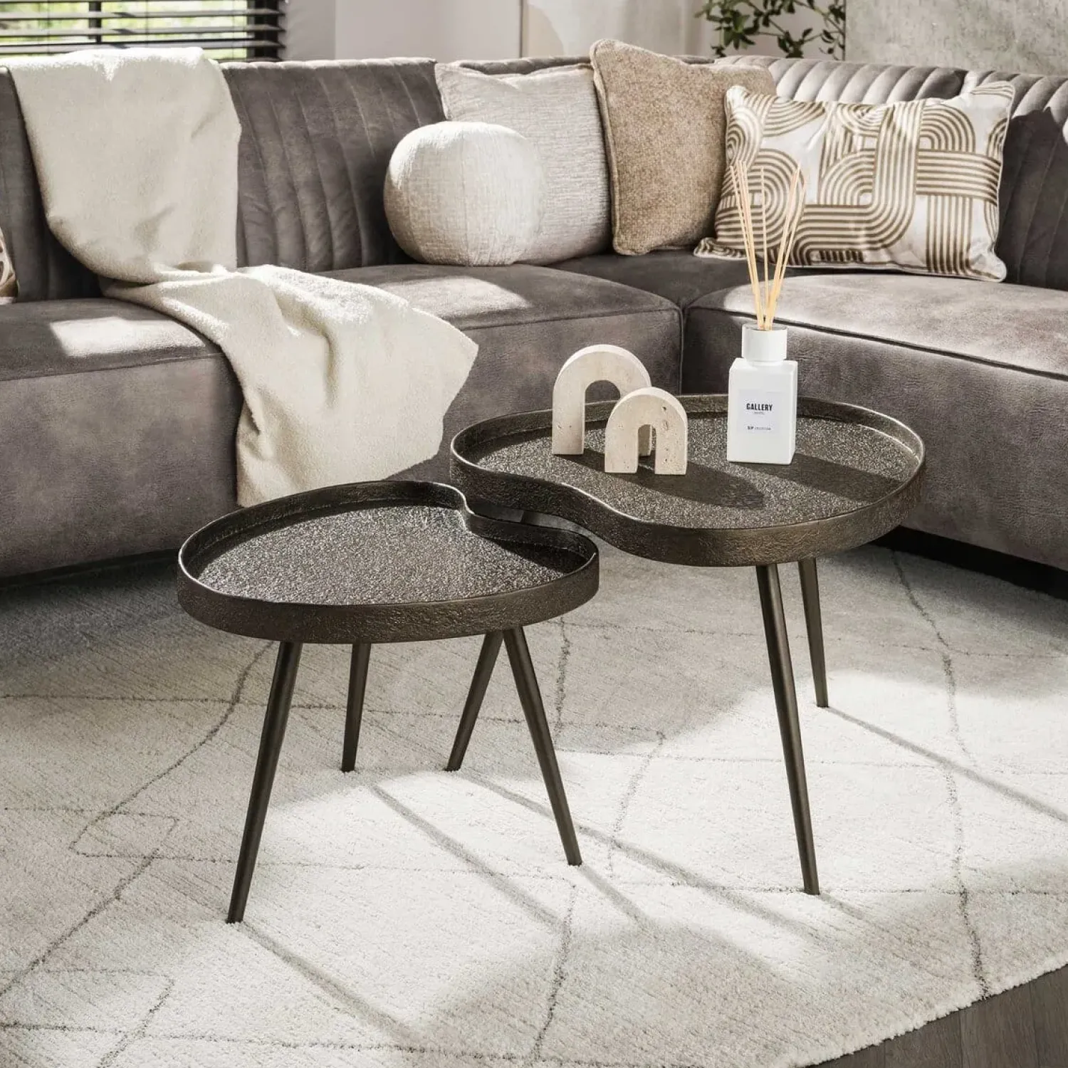 Kalfort Salontafels|Kyra Salontafel set van 2 niervormig Brons
