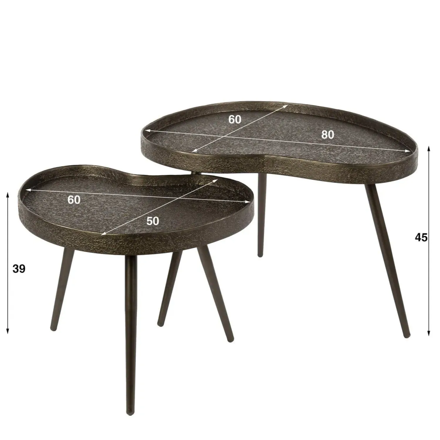 Kalfort Salontafels|Kyra Salontafel set van 2 niervormig Brons